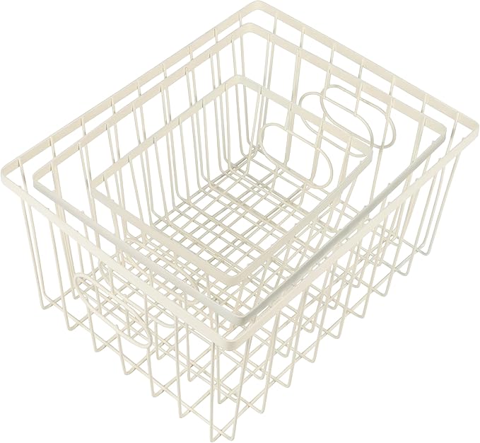 happimess BSK3001C-6SET Camden Vintage Industrial Wire Metal Nesting Storage Baskets for Shelves, Cabinets, Pantry, Countertop, Mesh Open Bin Basket for Organizing Supplies, Almond (Set of 6)