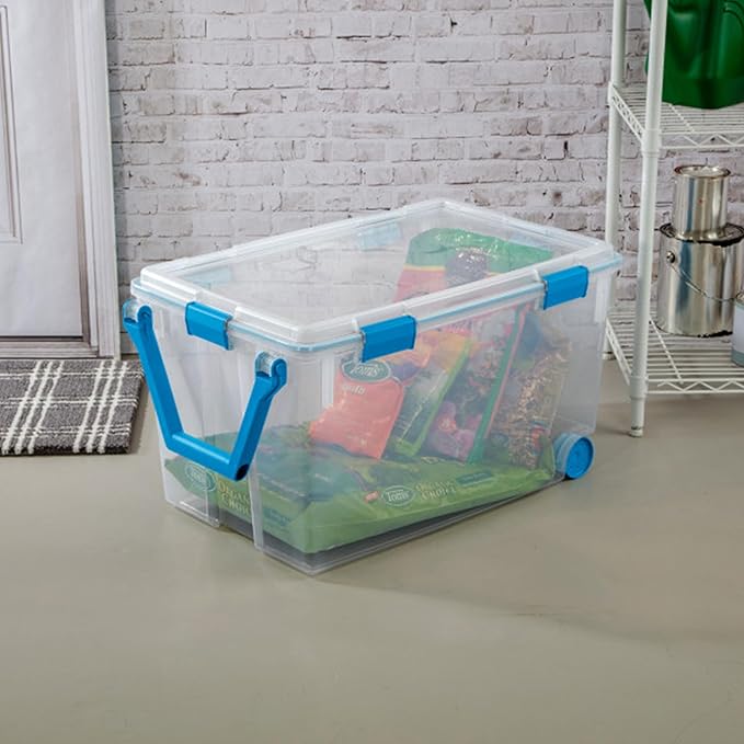 Sterilite 12-Pack Gasket Box, Weather-Resistant Storage Bins with Latching Lids, 120 Quart - Heavy-Duty Organizing Containers for Closet, Bathroom, and Office