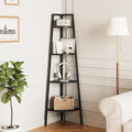 Yoobure 4-Tier Corner Shelf with Metal Frame, Ladder Bookshelf Display for Bedroom Living Room, Tall Bookcase Plant Stand, Wood Small Shelf Stand Home