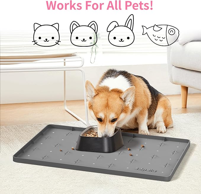 Sdpeia Under Sink Mat 19"×19" Waterproof Silicone Cabinet Liner & Sink Protector for Kitchen & Bathroom, Multi-Purpose Organizers Tray for Pets, Laundry, Cat Litter Mat,Gray