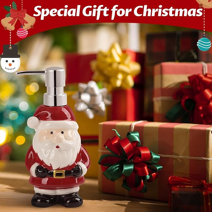 Christmas Soap Dispenser 1 Pack Ceramic Hand and Dish Soap Dispenser for Kitchen Bathroom