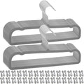 Velvet Pants Hangers Non Slip, 30 Pack Velvet Hangers for Closet with 30 Hooks, Strong Durable Space Saving Slim Clothes Hanger, Ultra Thin Flocked Hanger for Pants, Shirts, Bra, Shorts (Grey)