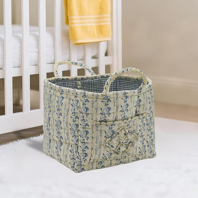 Boho Fabric Storage Basket, Large Capacity Laundry Basket, 12.2'' x 10.23'' x 10.23'' Collapsible Laundry Hamper with Easy Carry Handles (B Multi-Color 5, L)