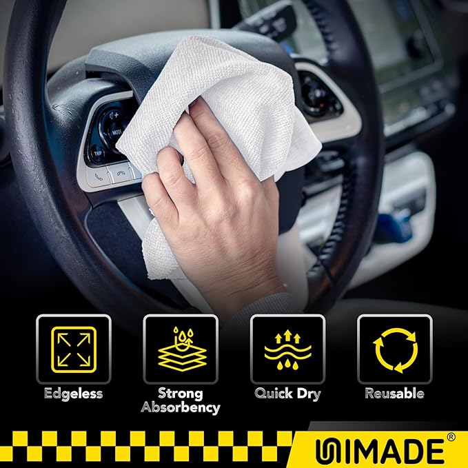 Shop Towel Rag, 200 Pack Reusable Rags Bulk Microfiber Cleaning Cloth Lint Free Towels for Car Kitchen Automotive Bar Mechanic Restaurant Garage, 11.5"x 11.5", White