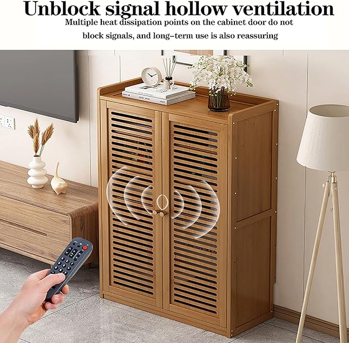 WiFi Router Storage Cabinet with Adjustable Shelf, Large 23 X 10.6 X 26.5 in WiFi Router Box Power Strip and Cable Management Hider Organizer for Home and Office