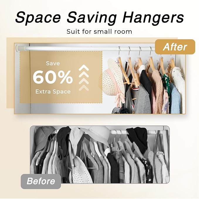 HOUSE DAY Space Saving Hangers 20 Pack, Clear Clothes Hanger Connector Hooks, Heavy Duty Hangers Space Saver, Premium College Dorm Room Essentials, Closet Organizers and Storage