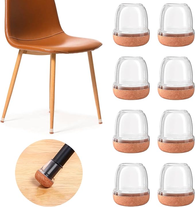 20 Pcs Clear Small Chair Leg Floor Protectors for Hardwood Floors, Upgraded Rubber Chair Leg Caps with Felt Pads, Furniture Leg Feet Cups Protect Floors from Scratches Reduce Noise (Fit 0.75"-1")
