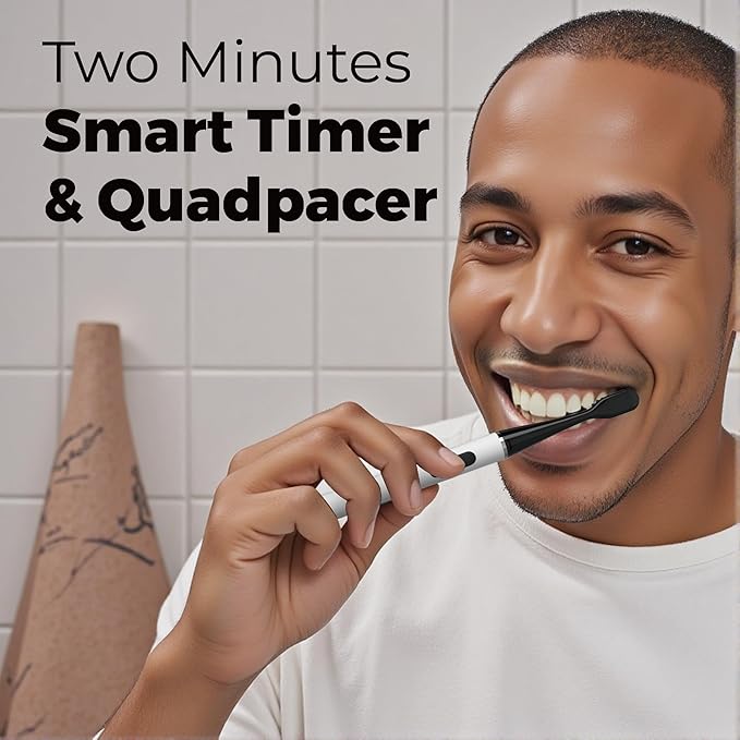 MIPOW Slim Pro i4 Electric Toothbrush Rechargeable Smart Ultra Sonic 3 Modes Magnetic Travel Case &Ceramic Dock, 60Day Long Battery Soft Bristles 2Heads IPX7 Waterproof,Color-(White)