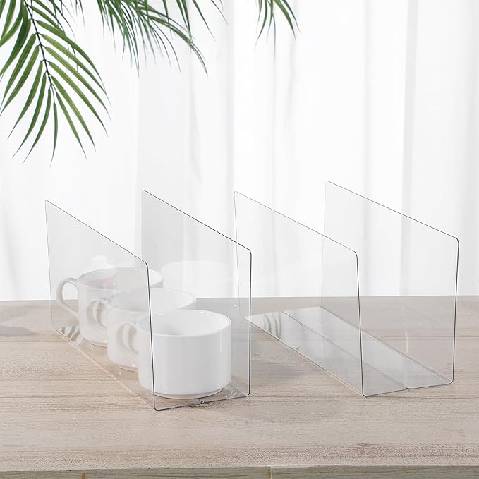 Baluue 5pcs Clear Shelf Dividers for Shelves 9.8" Long Clear Pharmacy Dividers L Shape Separator Thicken Clapboard for Commodity Classification Cabinets Store