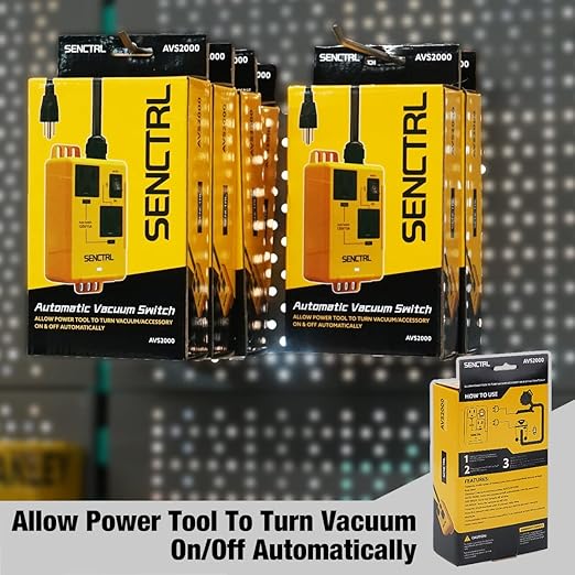 SENCTRL Automatic Vacuum Switch Allow Power Tool/Table Saw to Turn Vac Cleaner/Accessory On and Off Automatically, Load Sensing, On Delay Prevent Circuit Overload, Shop Dust Collector Off Delay
