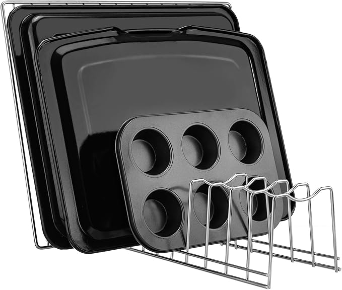 Pot Lid Organizer, Kitchen Pot Lid Rack Holder, Rest Cutting Board, Baking Sheet, Stainless Steel (Silver, 1)