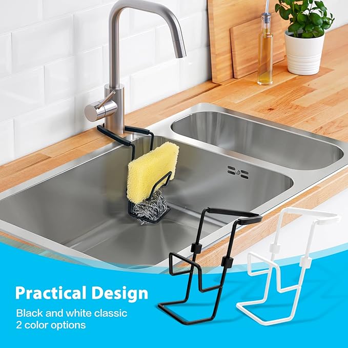 Sink Caddy Sink Sponge Holder - Faucet Rack Shower Tray - Kitchen and Bathroom Metal Organizer Hanging Fix Around Faucet