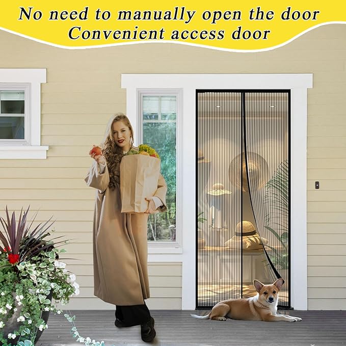 Magnetic Screen Door - Fit for Door Size:38 x 82 Inch, Screen Itself Size:40"x83", Hands Free Mesh Partition,Heavy Duty Curtain Keeps Bugs Out, Frame Hook & Loop, Pet and Kid Friendly