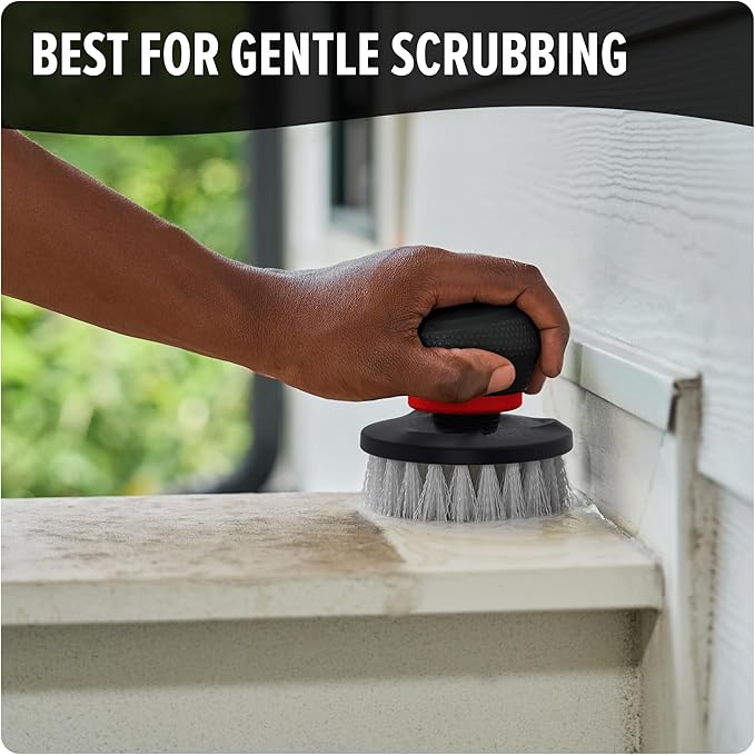 Dirt Devil Handheld Pommel Scrubbing Brush, 3.5", Includes Medium Bristle Head, Comfortable Ergonomic Grip, Interchangeable Brushes, Ideal for General Purpose Cleaning