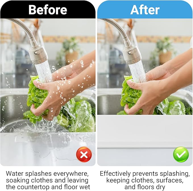 19.29 inch Silicone Sink Splash Guard, Splash Guard for Kitchen Sink Area, Backsplash Protector for Kitchen Countertop & Bathroom Bathtub with Non-Slip Strong Suction, White