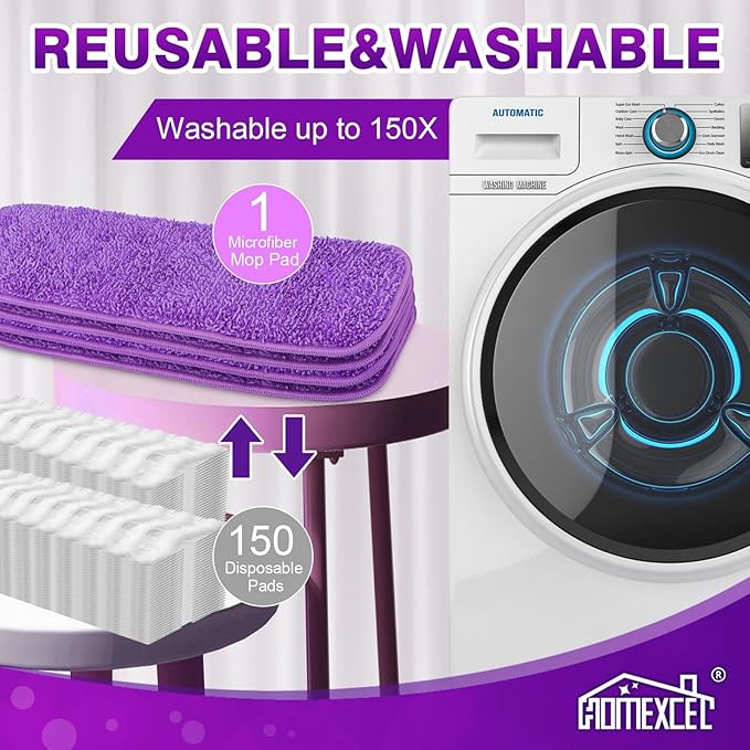HOMEXCEL Reusable Microfiber Mop Pads for Swiffer PowerMop, Power Mop Pads Refills for 13''-15'' Spray Mop, Machine Washable Power Mop Pads Replacement for Multi-Surface Floor Cleaning, Pack of 16