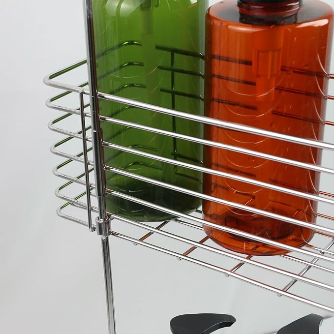 Antrader Hanging Shower Rack,Shower Caddy Hanging with Hooks,Hung on the Faucet or the Door,the Back Hook Can be Rotated,No Drilling,304 Stainless Steel,Double Layer-Silver