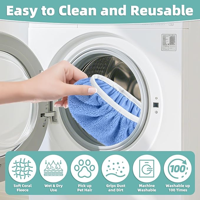 Reusable Mop Pads Compatible with Swiffer Sweeper Mop, Microfiber Dry Sweeping Cloths & Machine Washable Wet Pads Refill for Use on All Sealed Floors - Stone, Hardwood, Laminate & Tile (3 Blue)