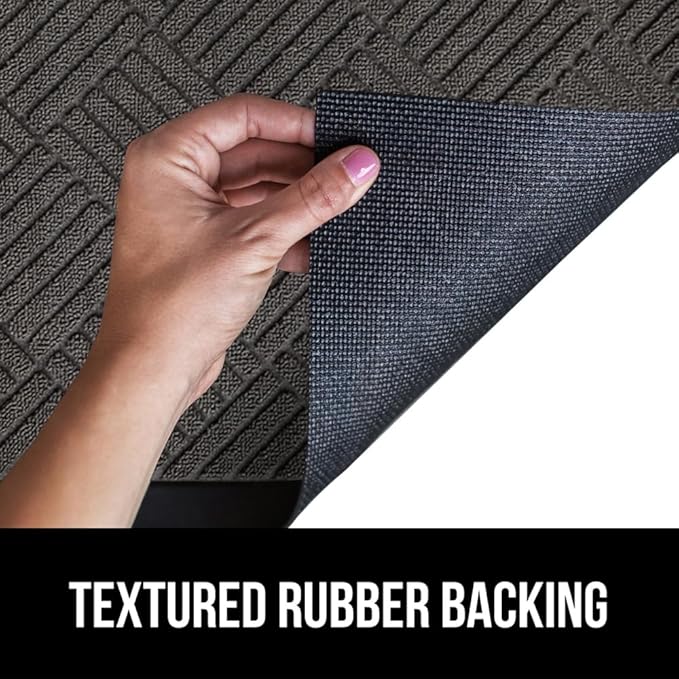 GORILLA GRIP 100% Waterproof All-Season WeatherMax Doormat, 72x24, US Designed Natural Rubber, Stain and Fade Resistant, Low Profile Indoor Outdoor Door Mats, Easy Clean Patio Mat, Gray Diamond