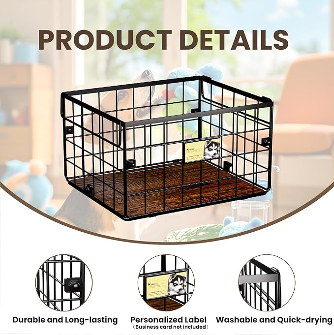 Metal Dog Toy Bin Storage Box with Handles for Puppy and Pet - Personalized Large Chew Proof Dog Toy Basket Organizer for Living Room