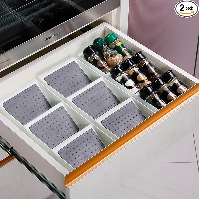 Kitchen Drawer Organizer,2 Pack,Pantry Organizers and Storage,Spice Rack Organizer for Cabinet, Making up Organizer, Bottle Rack,Bottles Holder,Spice Bottle Organizer