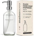 MaisoNovo Soap Dispenser 1-Piece Set | 16.9oz Clear Bottles with Silver Stainless Steel Pump Core