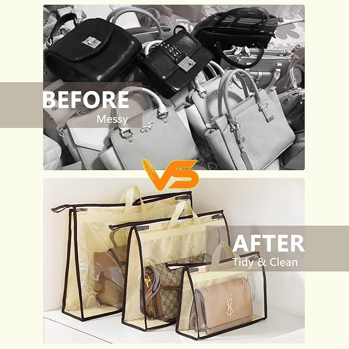 CINPIUK Clear Handbag Storage Bags Purse Organizer for Closet, Zipper Hanging Storage Bag for Handbags, XL, 4PCS