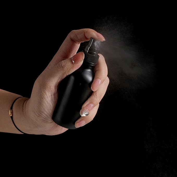 Frosted Black Glass Small Spray Bottle 2 oz 48 Packs,Fine Mist Sprayer Small Clear Bottles,Refillable Containers mini spray bottles for Cleaning Solutions and Skin Care (Frosted Black 48pcs)