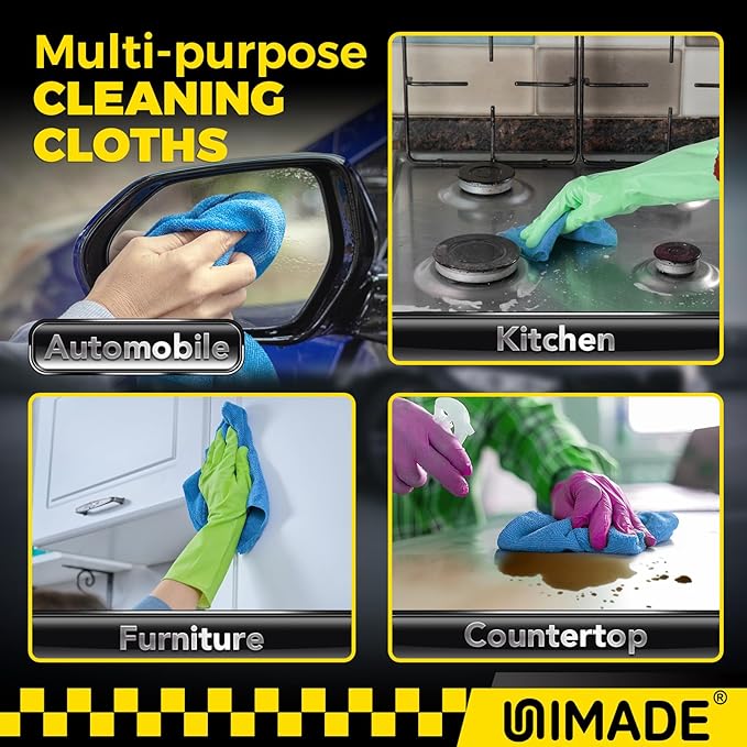 Shop Towels, 100 Pack Commercial Grade Work Rags Microfiber Towels for Cars Cleaning Rags Bulk Detailing Cloth for Automotive Bar Mechanic Restaurant Garage Housekeeping, 11.5"x 11.5", Blue