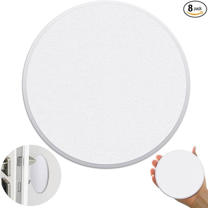 Nosiny 8 Pack Door Knob Protector Plastic 5 Inch White Self Adhesive Door Knob Protector Avoids Handle Damage (White)