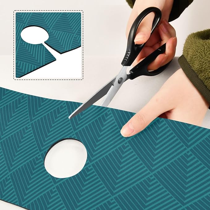 Kitchen Sink Splash Guard 1 PC 14.7 Inch Sink Faucet Mat Splash Guard for Bathroom Countertop Water Absorbent Foldable Cuttable Soft Washable Dark Green Geometric Art