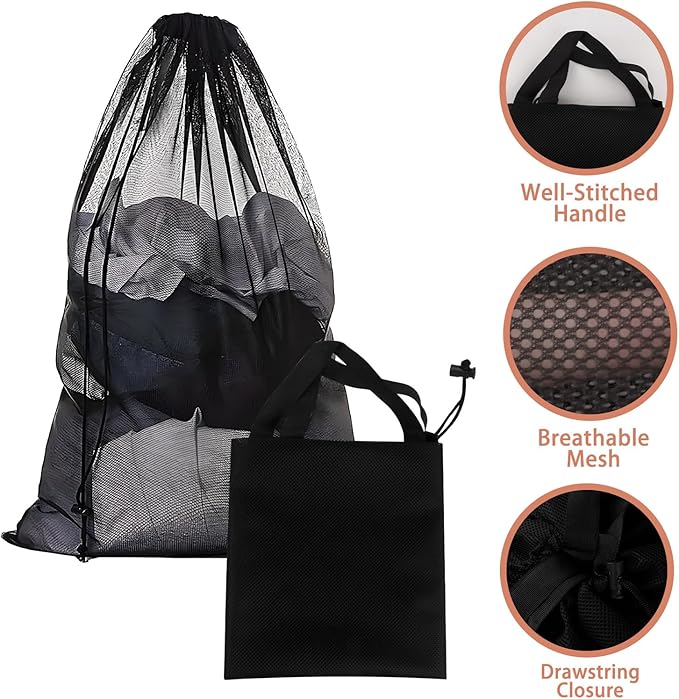 2 Pack Mesh Laundry Bags with Drawstring Closure, 23 X 35 Inches Large Washable Mesh Laundry Bag for Travel, Sports, Dorms, Family and Apartment Dwellers