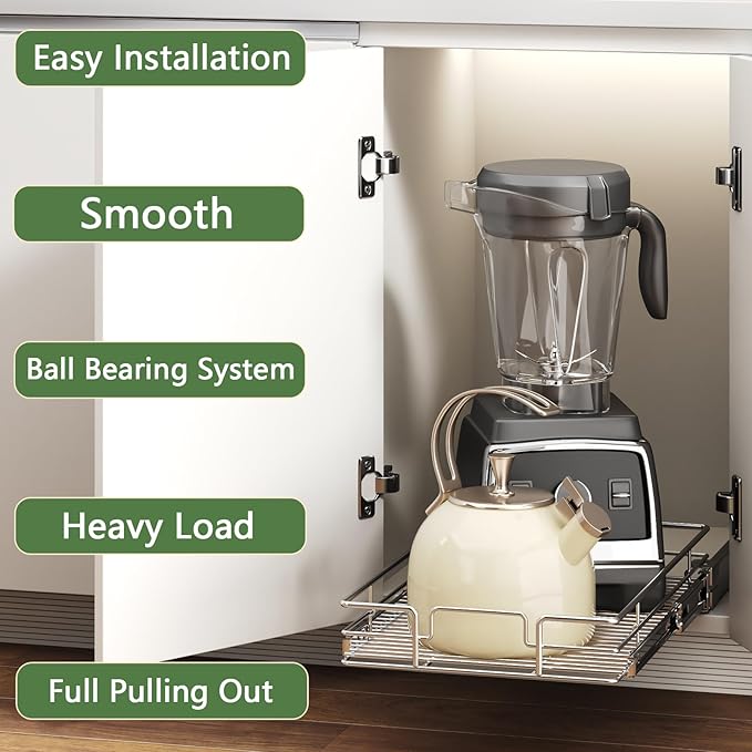 MODCART Pull Out Cabinet Organizer 13½" W x 18" D, Heavy Duty Cabinet Pull Out Shelves, Slide Out Drawers Organization for Kitchen Cabinets Bathroom