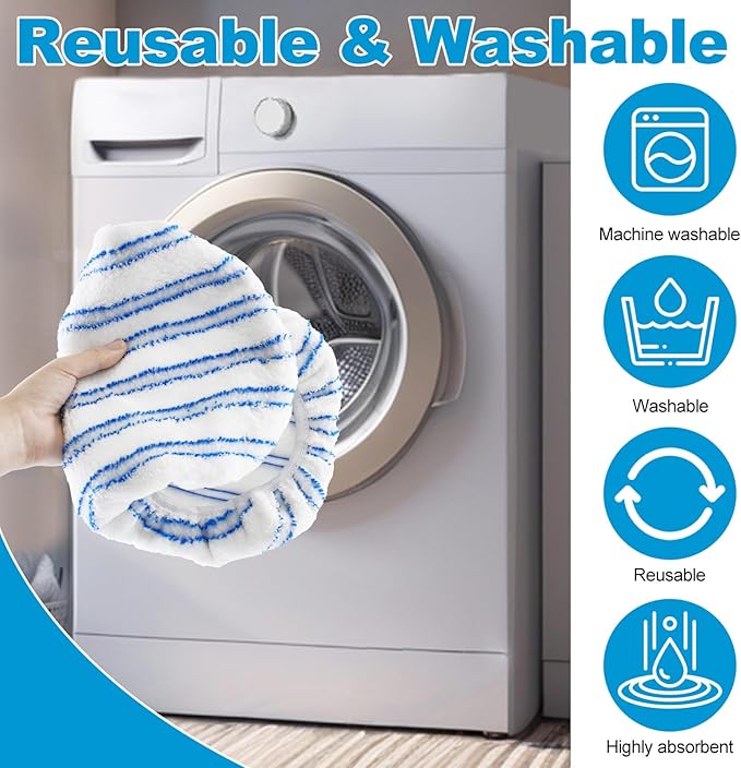 8 Pack Mop Heads Replacements for OCedar Hardwood Floor 'N More Microfiber Mops,Terry Cloth Mops Refills 15 x 8"Flat Dust Mop Pads for O Cedar mop, Washable & Reusable Mopping Pads