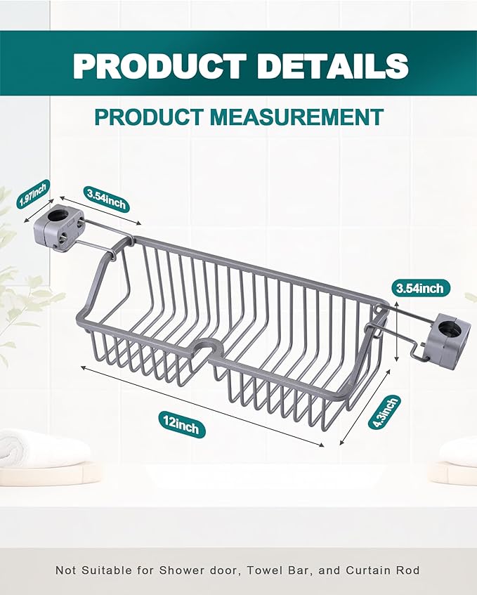 Rustproof Hanging Shower Caddy for Shower Chair, Stainless Steel Bathroom Basket for Bathroom Chair Bench,Showers Caddy Chair with Hooks, Shampoo Bottle Holder for Elderly, Pregnant, Handicap, Patient