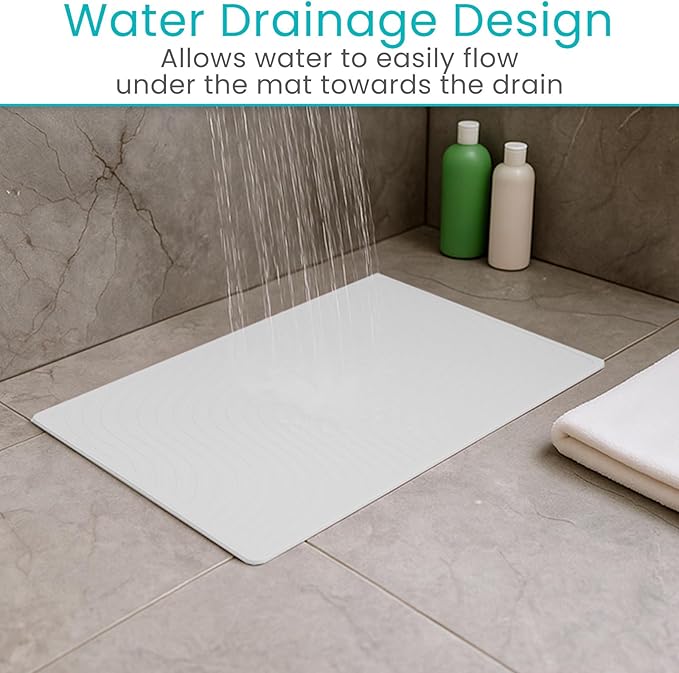 Vive Non-Slip Bath Mat with Suction Cups - 28" x 16" Extra Large Rubber Mat for Safety & Comfort - Patented Grip Prevents Slips and Falls for Kids, Elderly, Men, Women - XL Non Skid Shower & Tub Cover