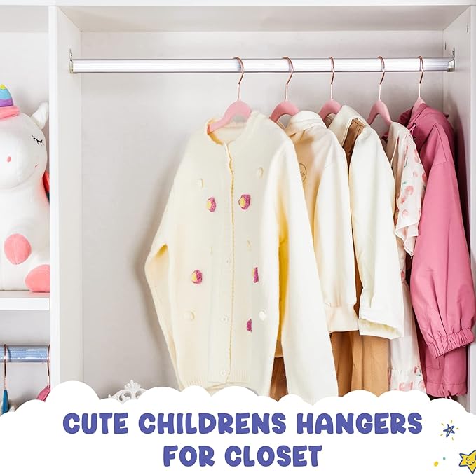 HOUSE DAY Velvet Kids Hangers 120 Pack, Premium Children Hangers for Closet, Slim Cute Clothes Hanger, Non Slip Kid Felt Hanger 14 Inch, Small Size for Toddler Clothes, Blush Pink
