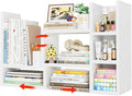 Desk Shelves Desktop Orgnizer Shlef - White Office Organization for Top of Desk Organizers and Accessories Corner Bookshelf Table Top Shelving Small Hutch Decorations for Women Office