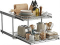 2-Tier Pull-Out Cabinet Organizer with Heavy-Duty Steel Frame, Full-Extension Sliding Shelves, Holds 100 lbs, Easy Install for Kitchen, Pantry & Under Sink Cabinets, 20" W x 21”D x 16.5" H