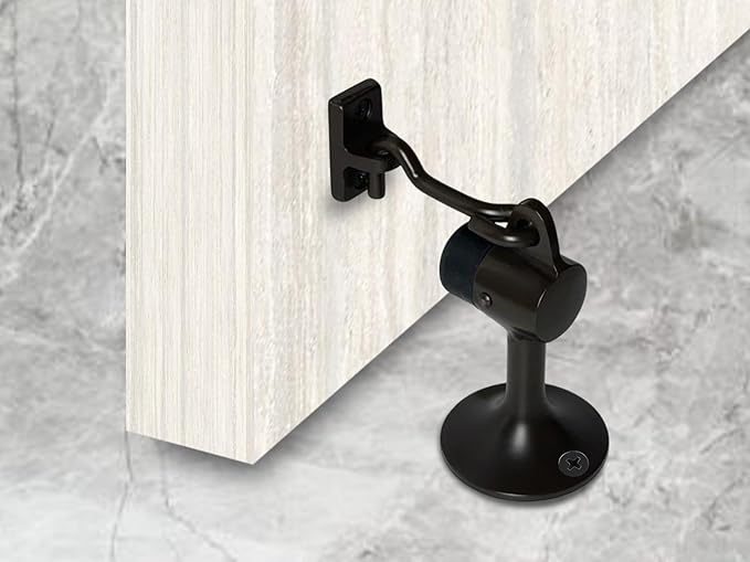 QCAA Solid Brass Door Stop, 3-15/16" Height, Satin Chrome, 1 Pack