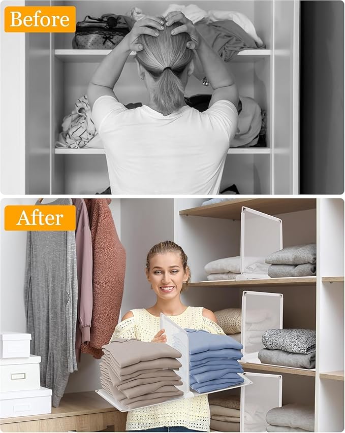 Shelf Dividers for Closet Organization, Portable Closet Shelf Divider, Closet Dividers for Shelves, Shelf Separators, Easy Access and Storage, Fits Wire Shelves and Wooden Boards 3pack