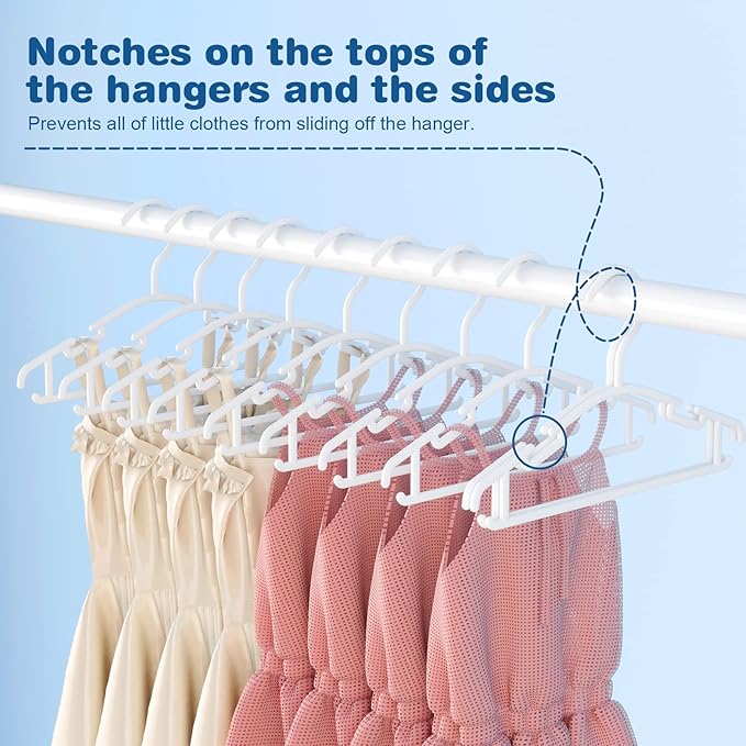 GoodtoU Baby Hangers, 60 Pack Baby Clothes Hangers for Closet Kids Plastic Hangers Toddler Infant Nursery Child Small Children (White)