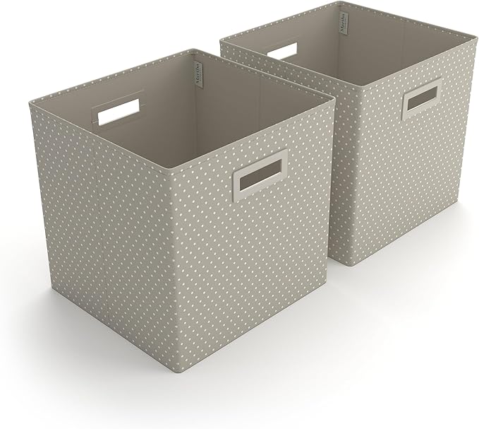 Martha Stewart Essential Collapsible Stackable Decorative Home Storage Cube Organization, Set of 2 Craft Cubes, Cottage Dot