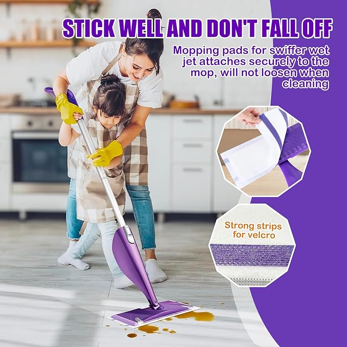 Mop Pad Refill Compatible with Swiffer WetJet Spray Mop, Wet Jet Mopping Pads for All Purpose Multi Surface Hardwood Floor Cleaning, 4 Layers Thickened and Super Absorbent, 100 Count.
