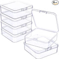 Jetec 6 Pieces Mini Plastic Clear Beads Storage Containers Box for Collecting Small Items, Beads, Jewelry, Business Cards, Game Pieces, Crafts(2.9 x 2.9 x 1 Inch)