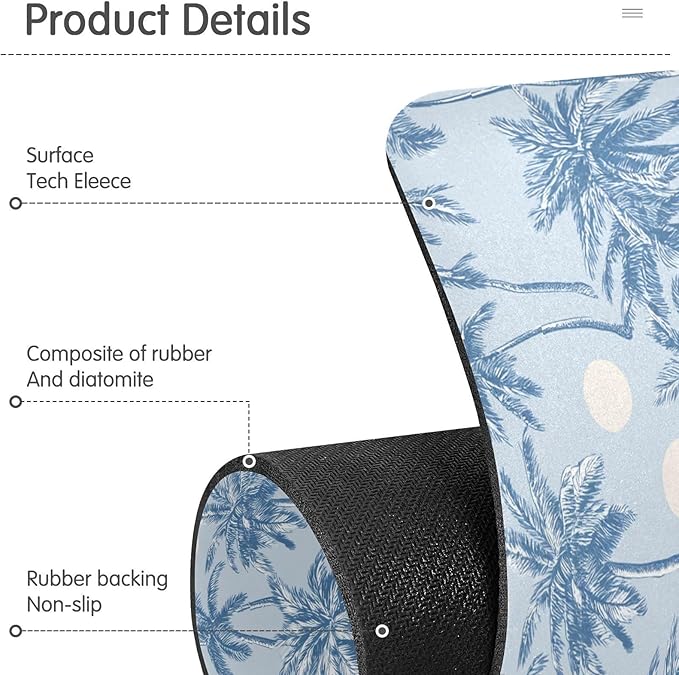 Kitchen Sink Splash Guard 2 PCS 14.7 Inch Sink Faucet Mat Splash Guard for Bathroom Countertop Water Absorbent Foldable Cuttable Soft Washable Light Blue Palm Trees and Sun