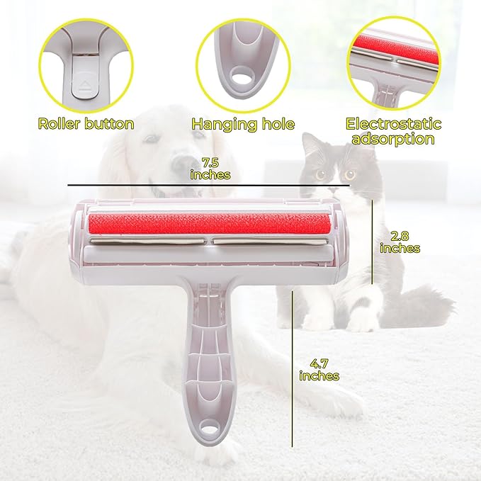 Pet Hair Remover and Reusable -Lint Roller for Pet Hair - Cat and Dog Hair Remover for Couch, Furniture, Carpet, Car Seat, Reusable Roller (Bonus Mini Hair Comb)