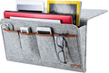 Zafit Bedside Caddy, Large Size Storage Organizer with 7 Pockets for Magazine, Remotes, Phone (17.3'' x 18.1'', Light Grey)