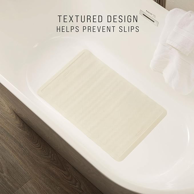 Rubbermaid Commercial Products Safti-Grip Bath Mat, Medium, White, Suction-Backed, Non-Slip for Commercial/Residential Use for Shower Stall/Bathtub/Bathroom