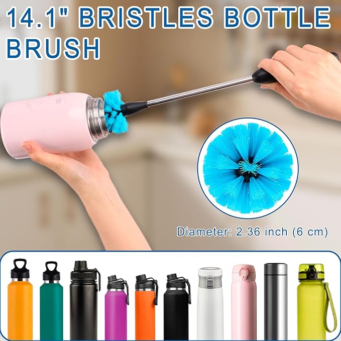 Bottle Brush Cleaning Set - Multi Cup Brush, Water Bottle Cleaner, Crevice Cleaning Brush Pipe & Tube Brushes for Tight Spaces, Grout Brush Cleaner Brush Long Straw Cleaner Brush for Stanley Mug